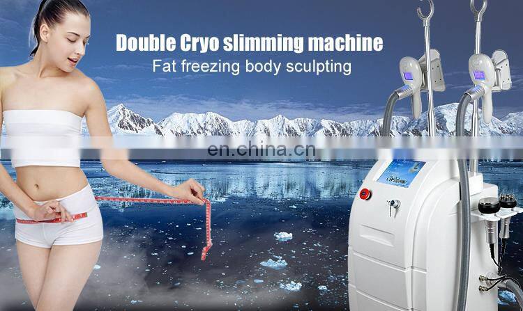 Most Sale Double cyro handles Cryolipolysis Freeze Fat slimming machine with Cavitation and RF head