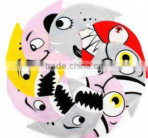 2013 Eco-friendly red shark cartoon silicone swim cap