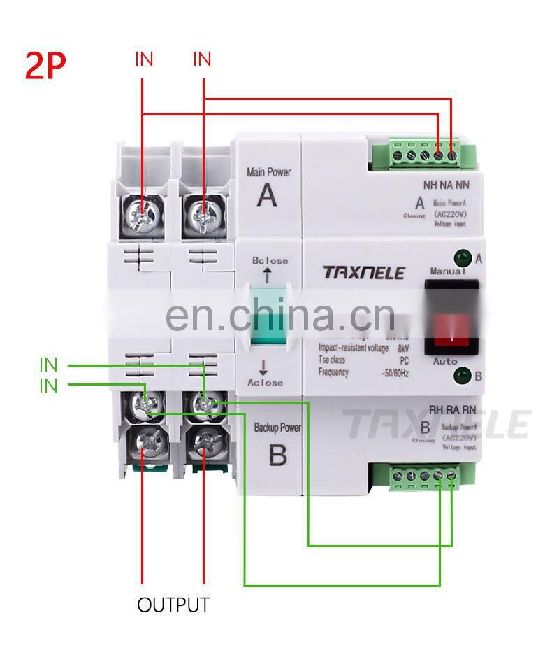 MCB type Dual Power Automatic transfer switch 2P 100A ATS Circuit Breaker Electrical Switch