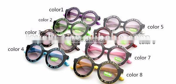 hot selling kids children lovely cute round sunglasses with laser etching letters