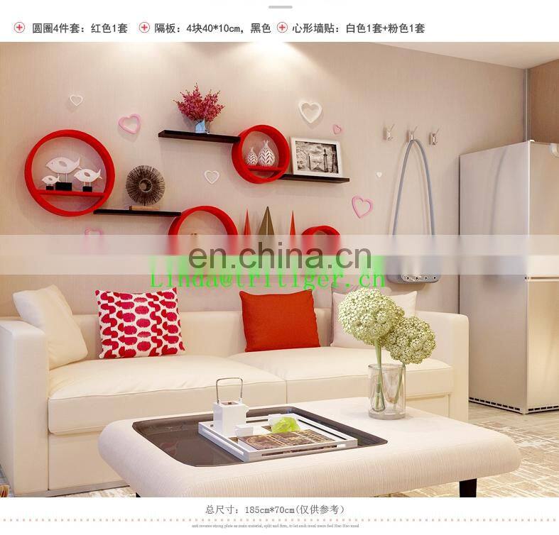 Colorful Red Blue Cute Round Wall Ledge Shelves Wooden household decor