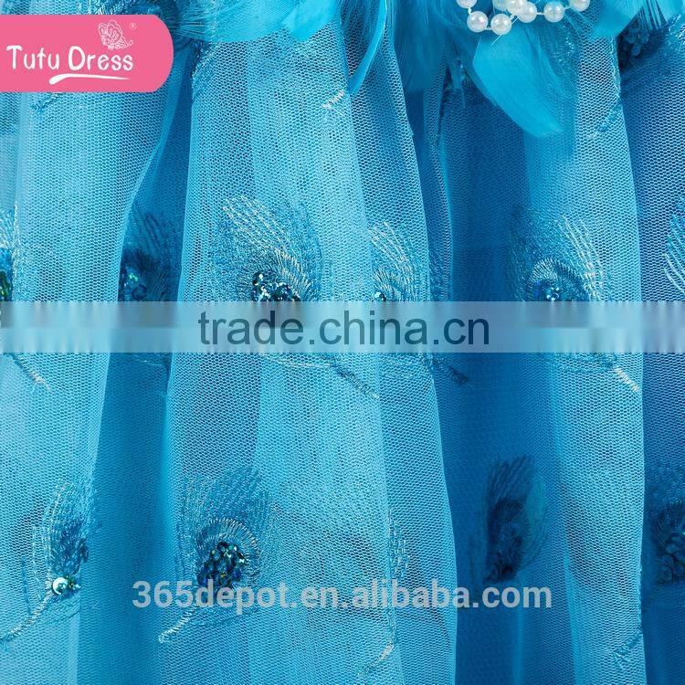 New Princess Blue Dress Up Girls Cosplay Birthday Party Dress