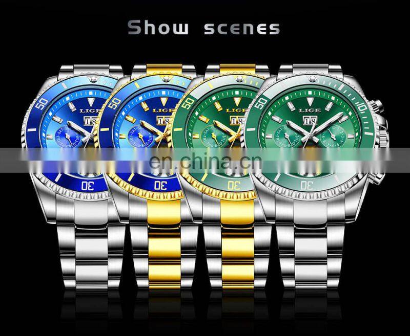 LIGE 8916 Business Watch Men Automatic Mechanical Tourbillon Luxury Fashion Stainless Steel Watches writs watches