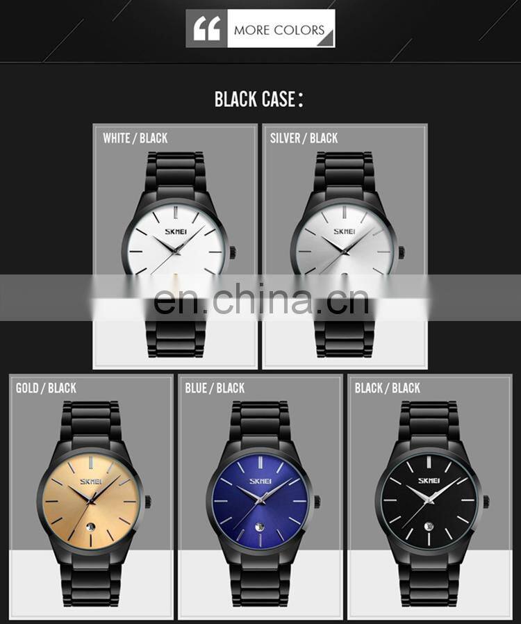 SKMEI 9140 Mens Stainless Steel Metal Belt Current Watches Man Japan Quartz Calendar Watch Men Luxury