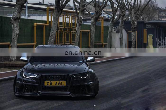 Runde Perfect Fitment For Audi A6 S6 RS6 Upgrade Carbon Fiber Wide Body Kit Front Bumper Lip Wide Wheel Eyebrow Spoiler