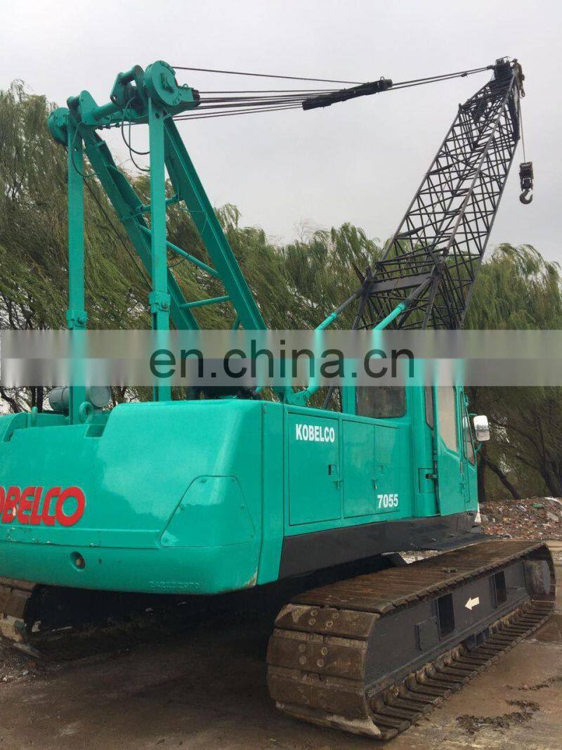 JAPAN ORIGINAL 55 TON USED KOBELCO CRAWLER CRANE 7055 FOR SALE IN CHINA