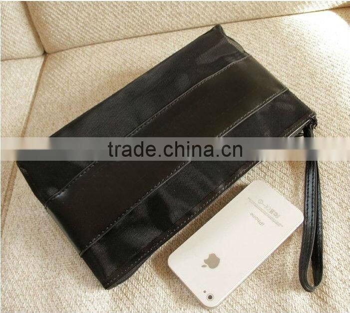 Travel fabric lightweight and recycled pu+grid cosmetic bag