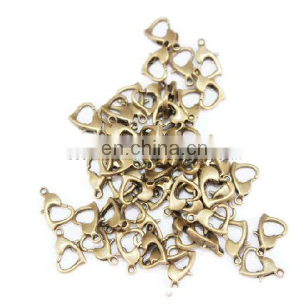 Fashion High Quality Metal Antique Brass Heart Lobster Claw Clasp