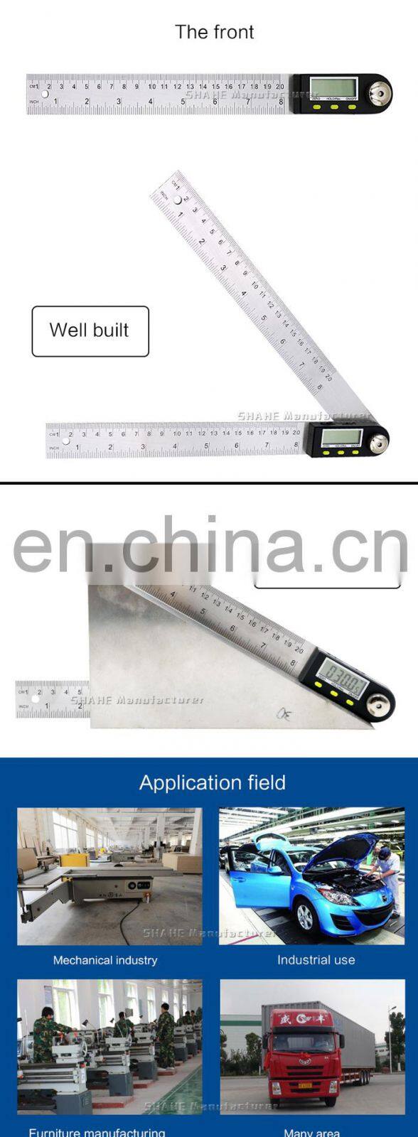 SHAHE Portable 200 mm Stainless Steel Angle Ruler Electron Goniometer Protractor Angle finder Digital Angle Gauge