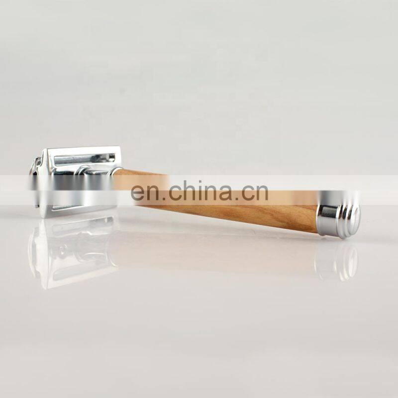 Premium Quality Olive Wood Zero Waste Eco-Friendly Double Edge Blades Wooden Shaving Safety Razor For Men