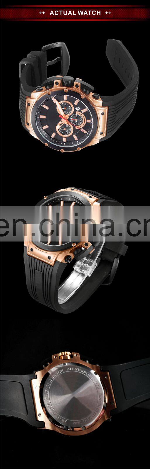 High quality 3 eyes designer watches popular brands your logo chronograph custom watches men wrist