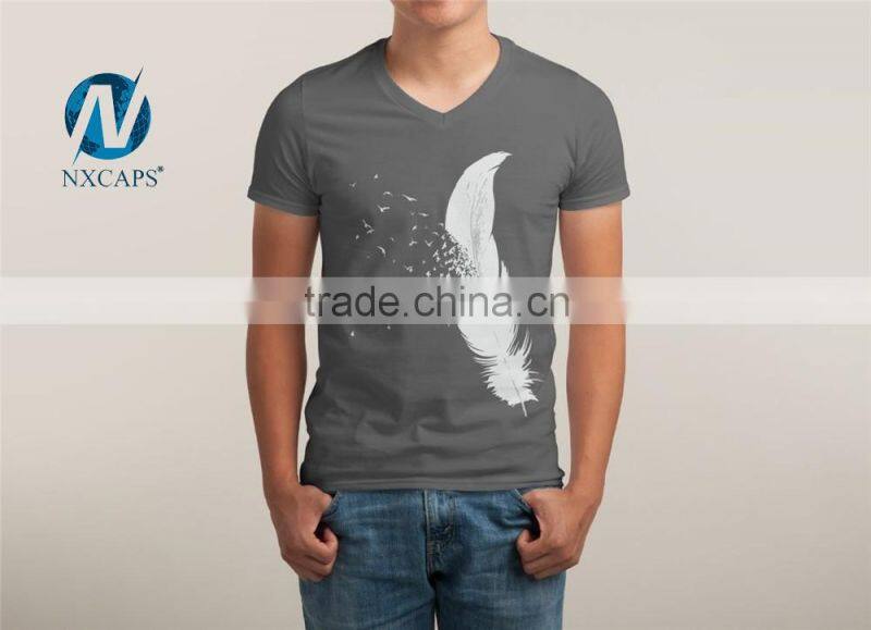 100% thin soft combed cotton vintage casual v neck tshirt for men wholesale