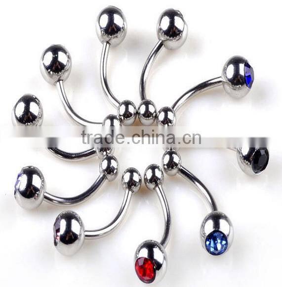 Hot Sale Cheap Lovely Anti-allergy 316L Stianless Steel Colorful Diamond Curve Nose Rings Body Piercing