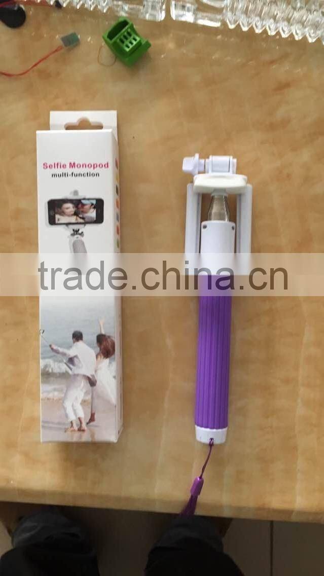 2016 Super mini wired selfie stick all in one foldable colorful selfie stick monopod for iphone/samsung