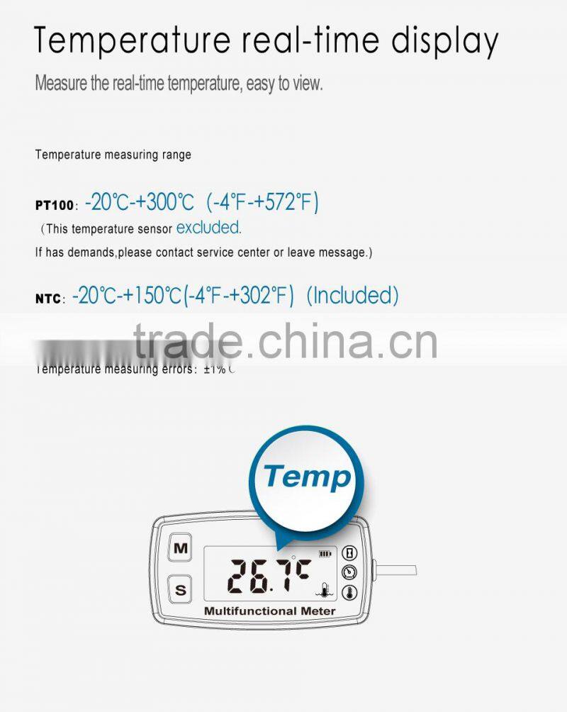 Digital LCD tach hour meter thermometer temp meter for gas engine motorcycle marine jet boat buggy tractor pit bike paramotor