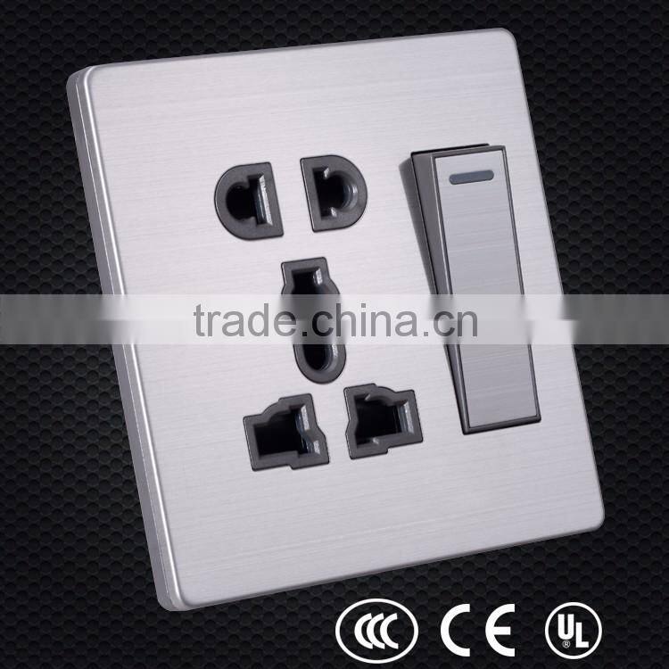 E series 2 plug+ 3 plug socket with sitch, stainless steel switch