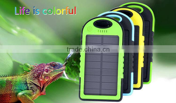 5000Mah waterproof solar charger for mobile phone