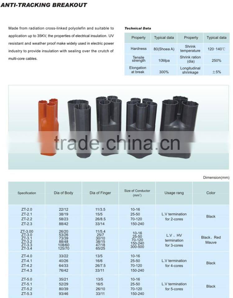 Zhuojiya Yueqing High Quality Cable Accessories Heat Shrinkable Cable Termination Kit