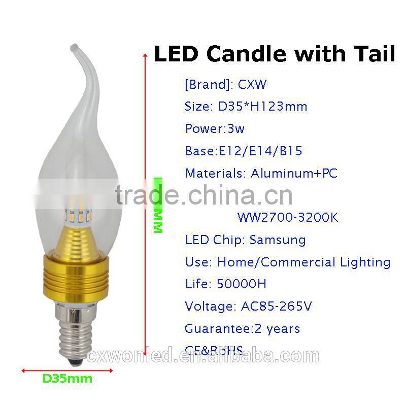 3W Led Candle Light, E14 Led Candle Light Bulb, 3W High Quality Led Candle Lightings