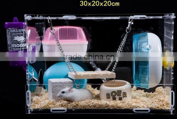 Fancy acrylic hamster cage cute hamster house and box acrylic pets box and carriers