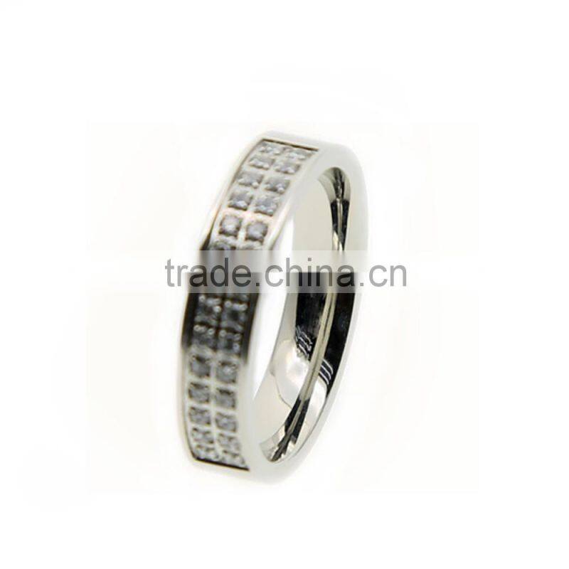 Stainless Steel Jewelry Channel Setting Steel Diamond Round Ring SR-7041