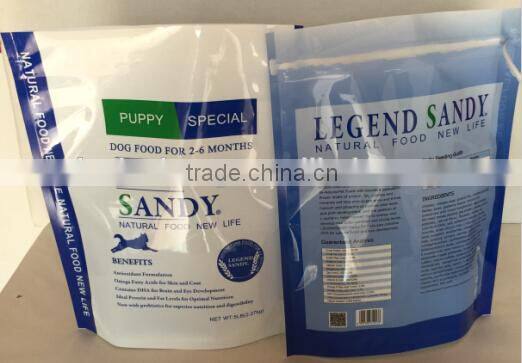 Standing Up Plastic Pet Food Packaging Bags With Pocket Zip