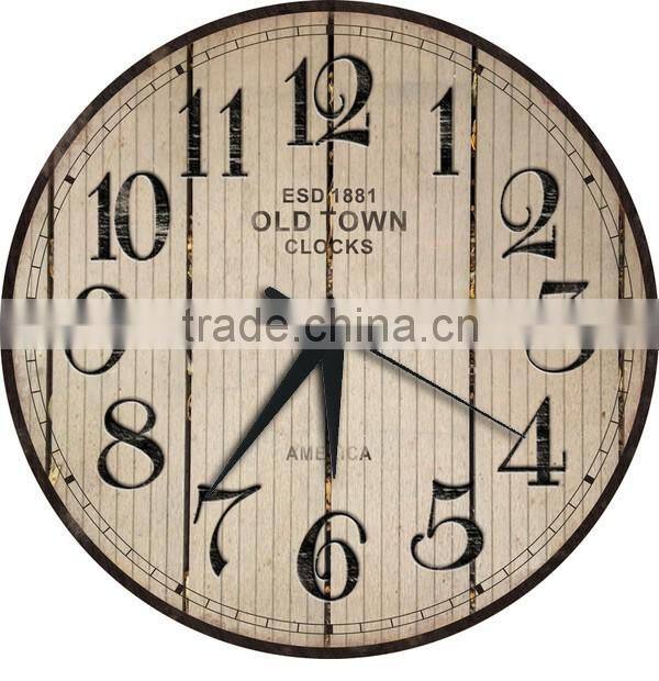 Round oversized wall clock wood