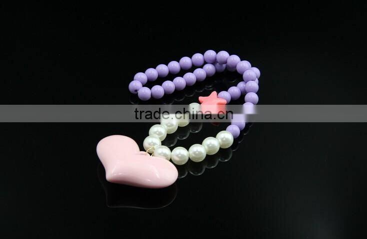>>>2016 New kids jewelry cute starfish heart shape bead necklace/