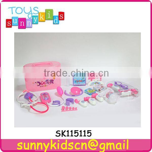 plastic doctor set toy with pink handle box