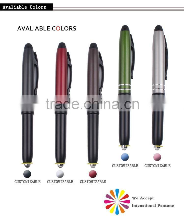 2016 the most classic promotional aluminium stylus ballpoint pen with LED light