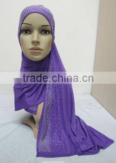 JL054 latest cotton jersey scarf with rhinestones,muslim hijab scarf