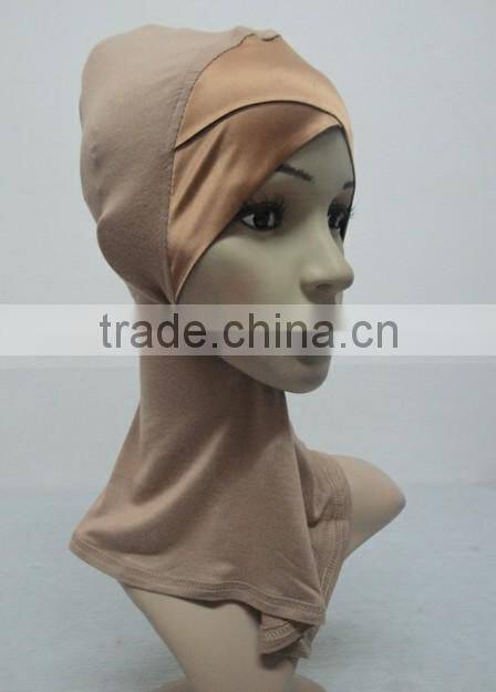 C047 new style both sides satin crossover ninja inner underscarf,full underscarf to cover neck