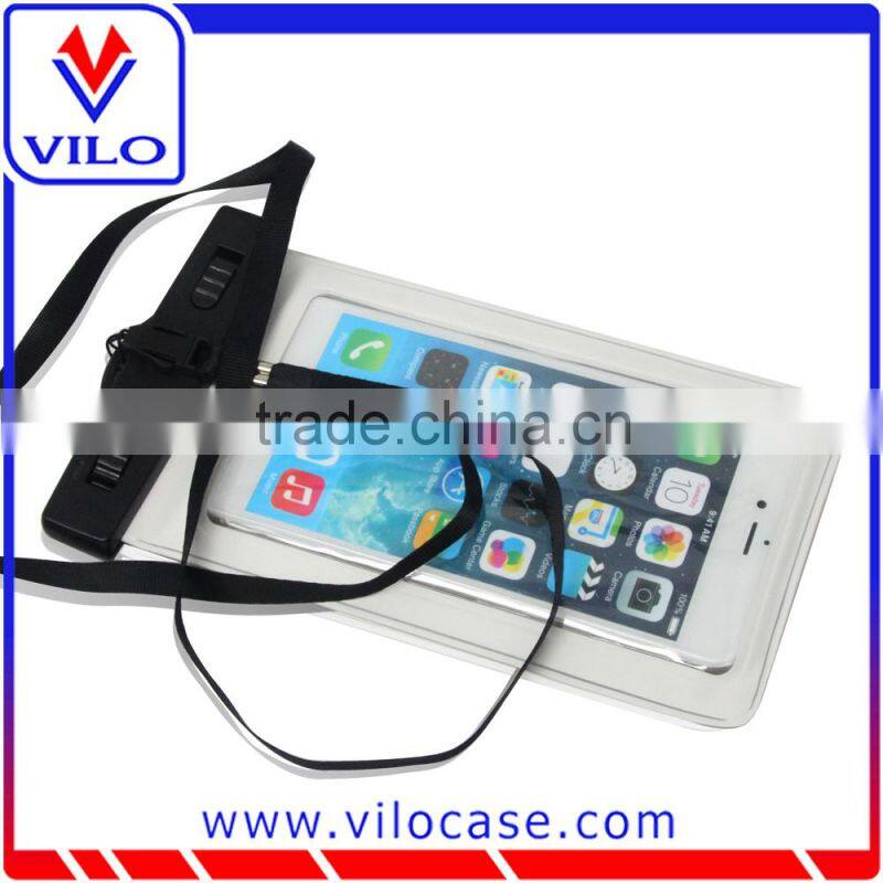 Touchable screen waterproof pouch with neck strap