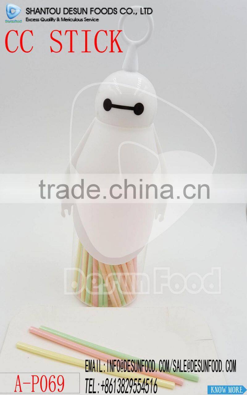CC stick candy in colorful baymax bottle