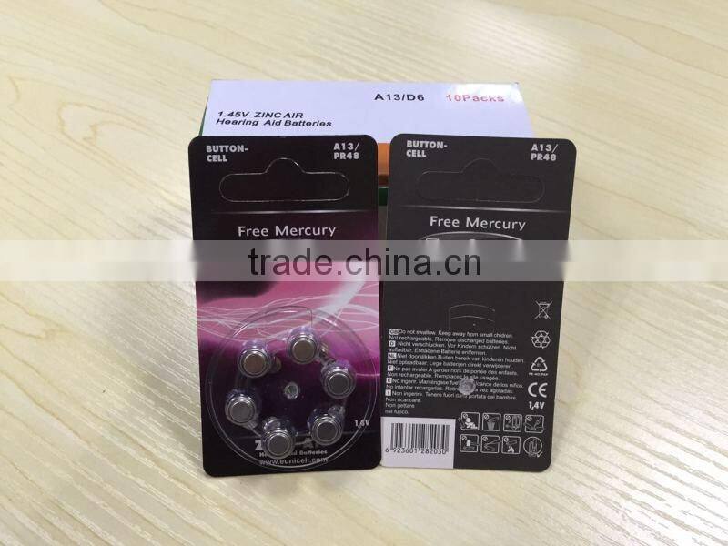 Free Mercury A312 PR41 hearing aid battery 1.4v A10 A312 A13 A675