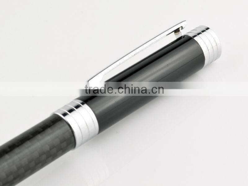 metal cecrable etching carbon fiber ball pen with spring inside TC-CF005