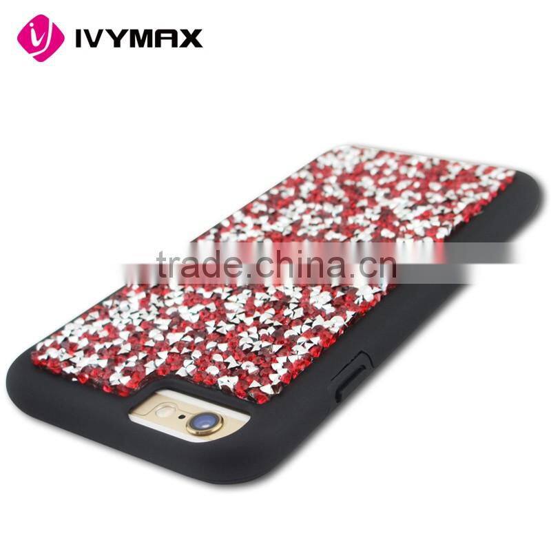 IVYMAX Red Mini Crystals Rhinestones Desire Candy Skin Cover with Soft TPU Frame For Iphone 6s phone case