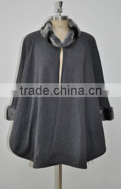women fashion knitted real rex rabbit fur coat LK16F126