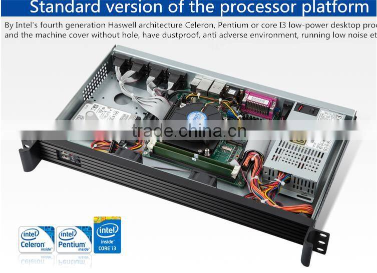 1U 19 inch standard embedded server chassis with Pentium dual core G3250, 3.2G, 2G/32G SSD, 250 watts, turbinr cooling