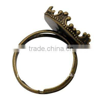 Brass Blank Ring Settings, Large Antique Reproduction(KK-Q007-AB)