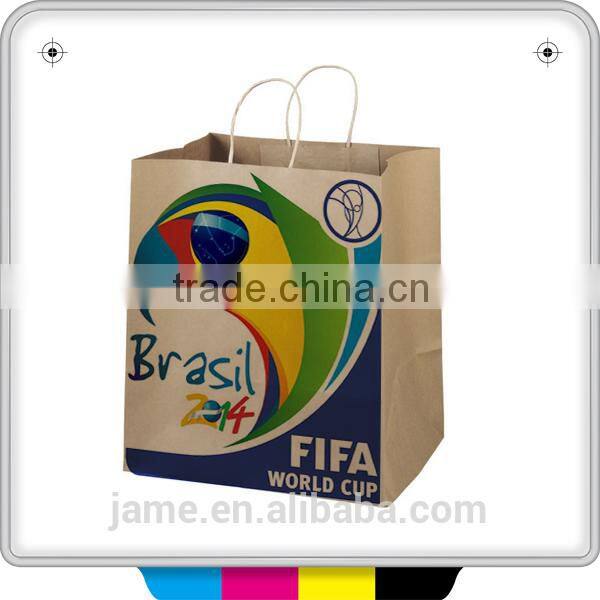 Professional custom t shirt picture paper bag printing support 2014 brazil world cup