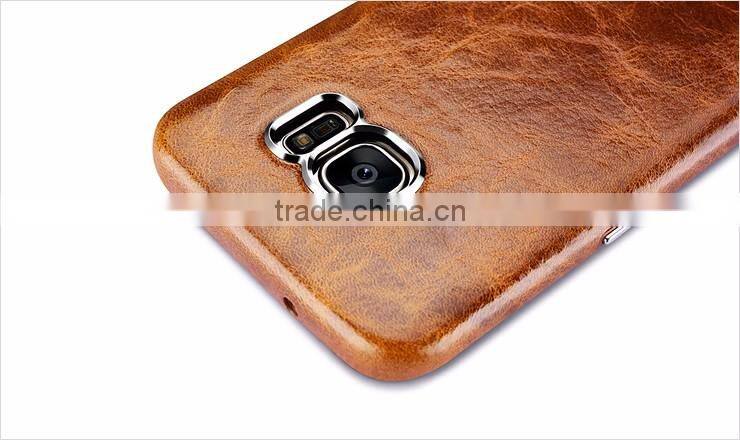 ICARER Oil Wax Real Leather Back Phone Case For Samsung Galaxy S7 Edge