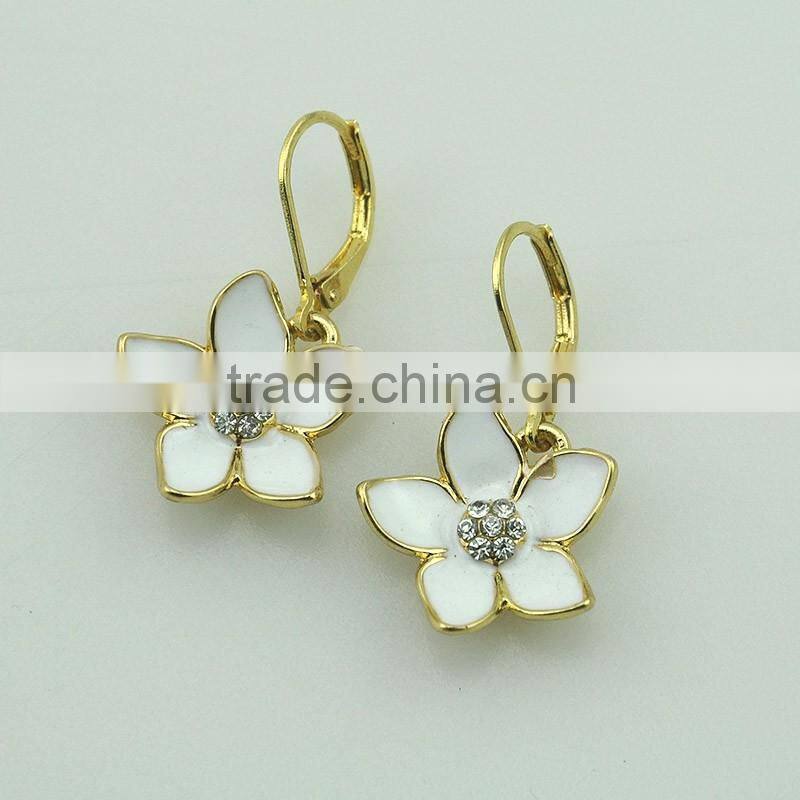 Wholesale Gold Chain Enamel Flower Rninestone Fashionable Jewelry Necklace Set