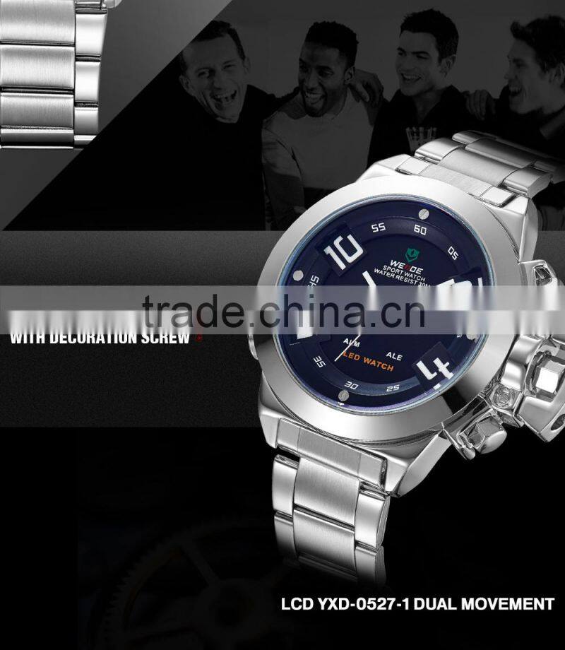 2015 new model WEIDE Sport Steel Watch With Trend Design LED Display Luxury Digital Analog Quartz Watch China Supplier
