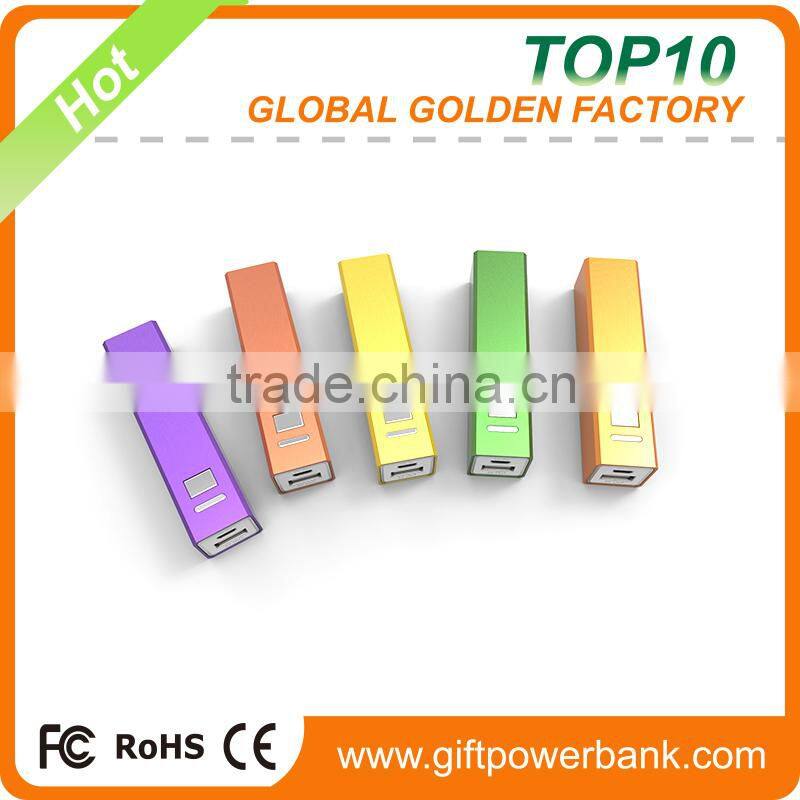 2015 Universal rectangle square tube button power bank 2600mah