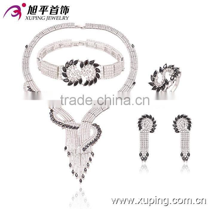 Rhodium Earrings and necklace jewelry, Womens Wedding Zircon Diamond Crystal Jewelry Set