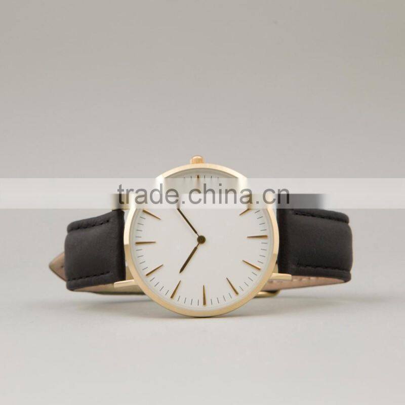 Top quality japan miyota 2035 movement quartz watch with genuine leather strap