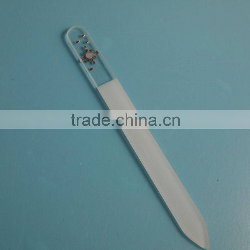 BLC-020 140mm With diamond on handle point tip glass nail files with rhinestones
