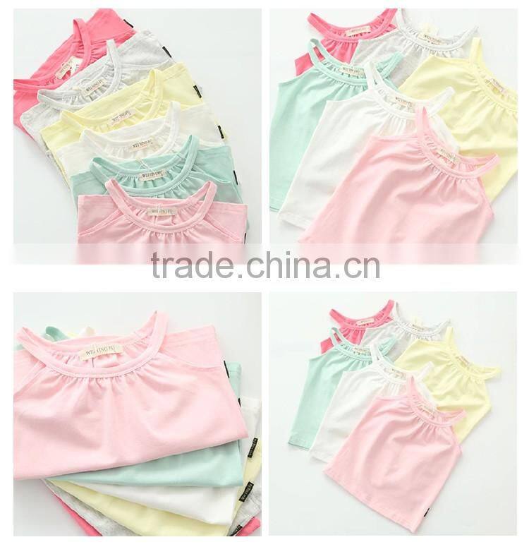 2016 Special Design Lovely Candy Pure Color Comfort Summer Girls Fashion Vest for Children