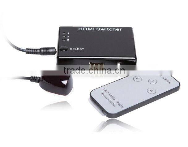 3 Port HDMI Video Switcher with IR Remote Control 3x1 1080P PS3 Xbox DVD Bluray support 3D